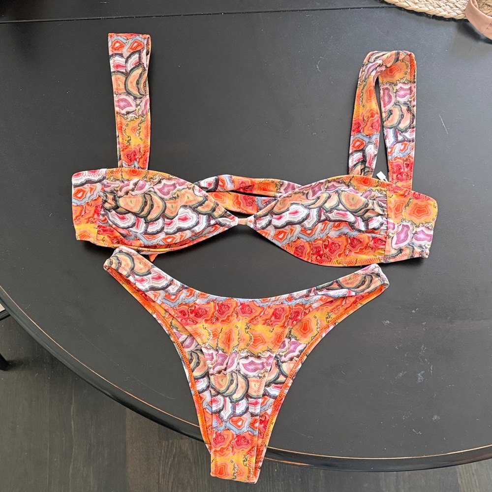 Strawberry Milk Mob Abstract Print Bikini Set